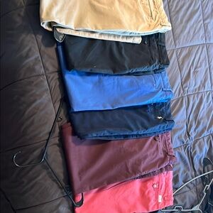 Men Multi-Color Bottoms Set polo khaki chinos